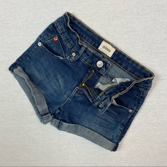 Hudson Distressed Whiskered Cuffed Denim Short - Picture 5 of 9